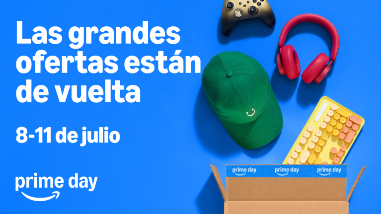Amazon Prime Day promotional banner with gaming and tech items