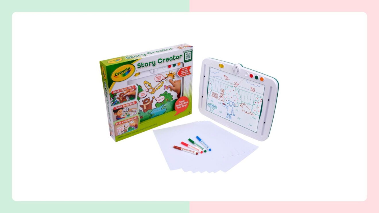 Crayola Story Creator kit featuring colorful markers and storytelling tools for kids