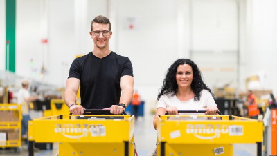 Amazon associates working in a fulfillment center