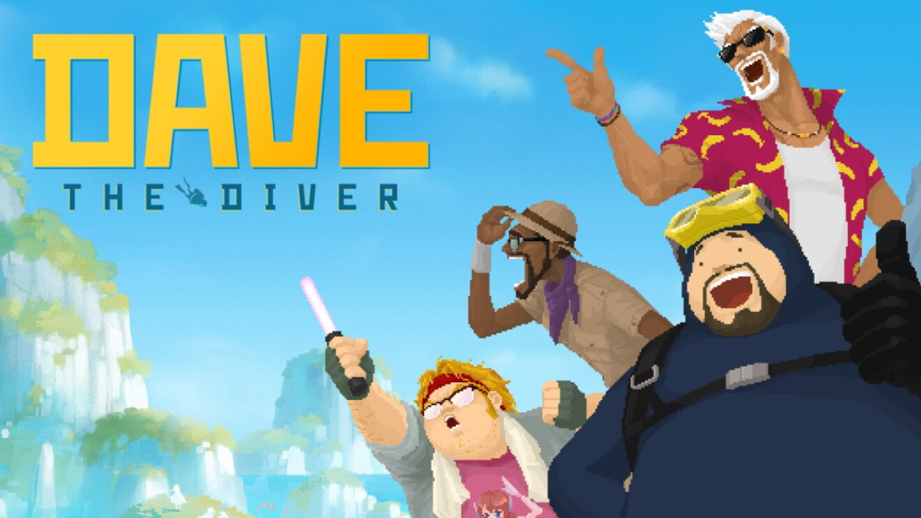 Dave the diver title screen with Dave and other characters