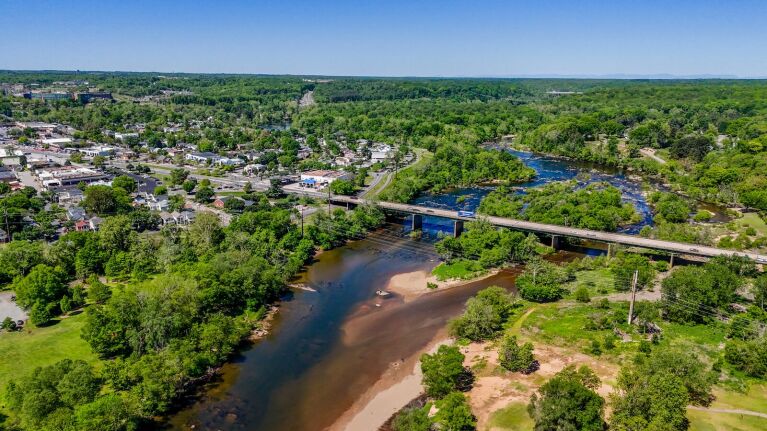 The Rappahannock River under a bridge in Virginia.