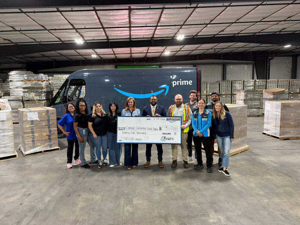 Amazon FC donates $95,000 to nearby food bank.