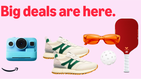 Camera, shoes, sunglasses, pickleball ball and paddle 