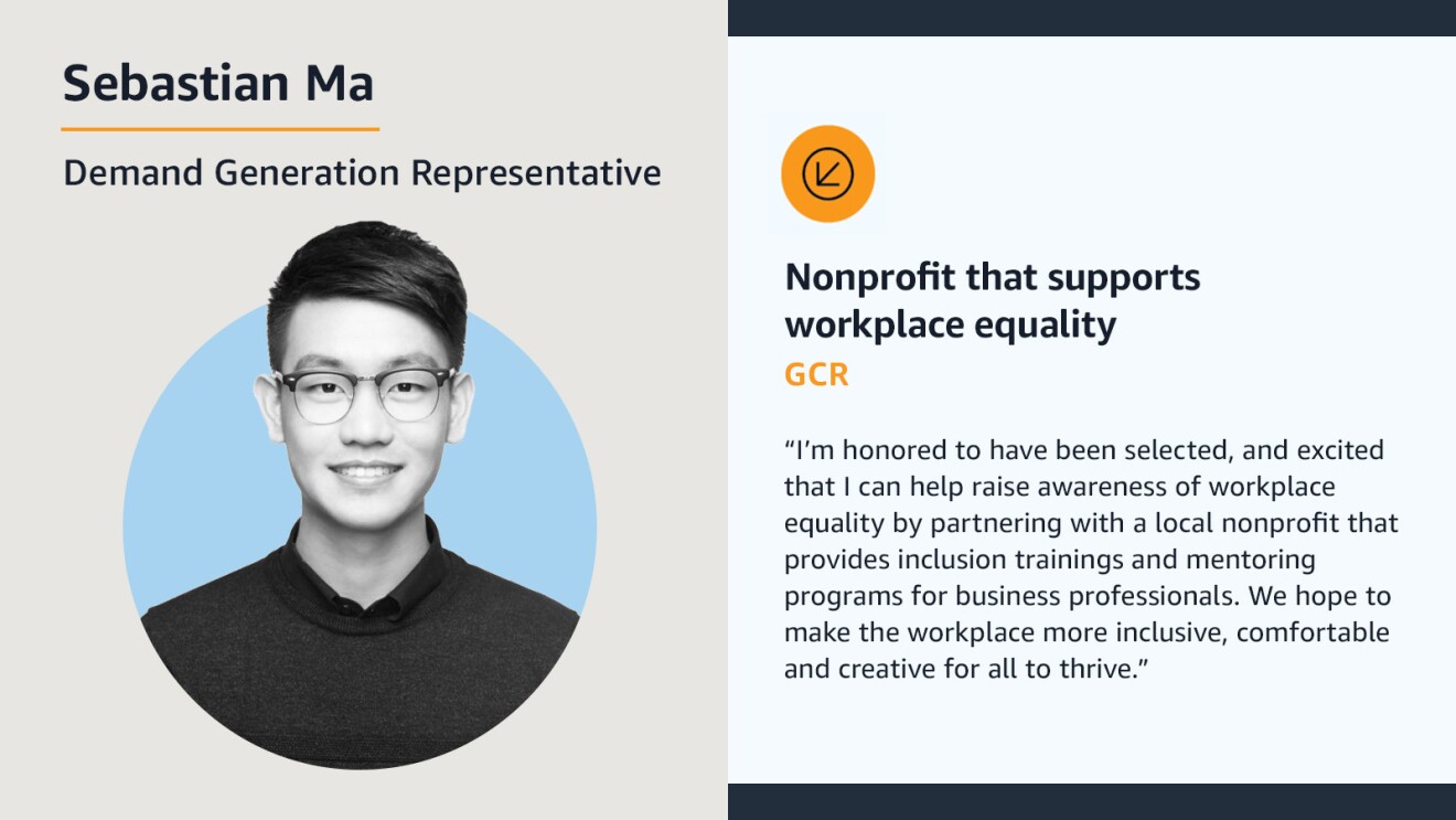 One of the employees working with AWS to support a charity of their choice.
