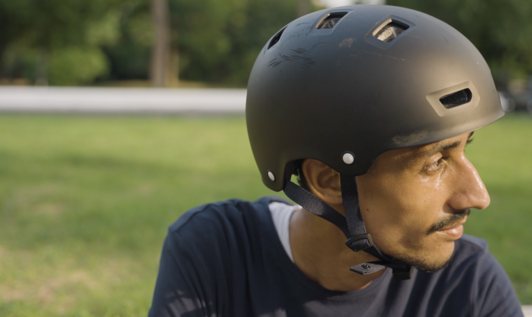 Man with a helmet