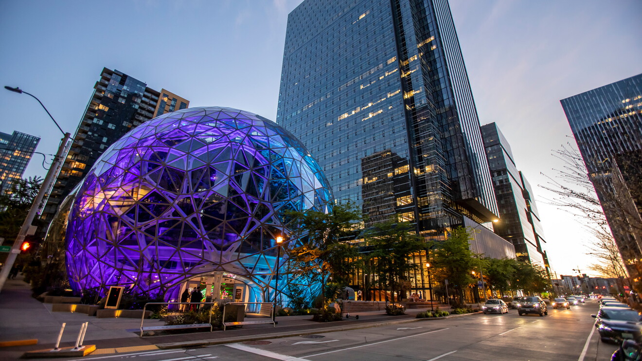 A photo of the spheres at Amazon's Puget Sound headquarters.