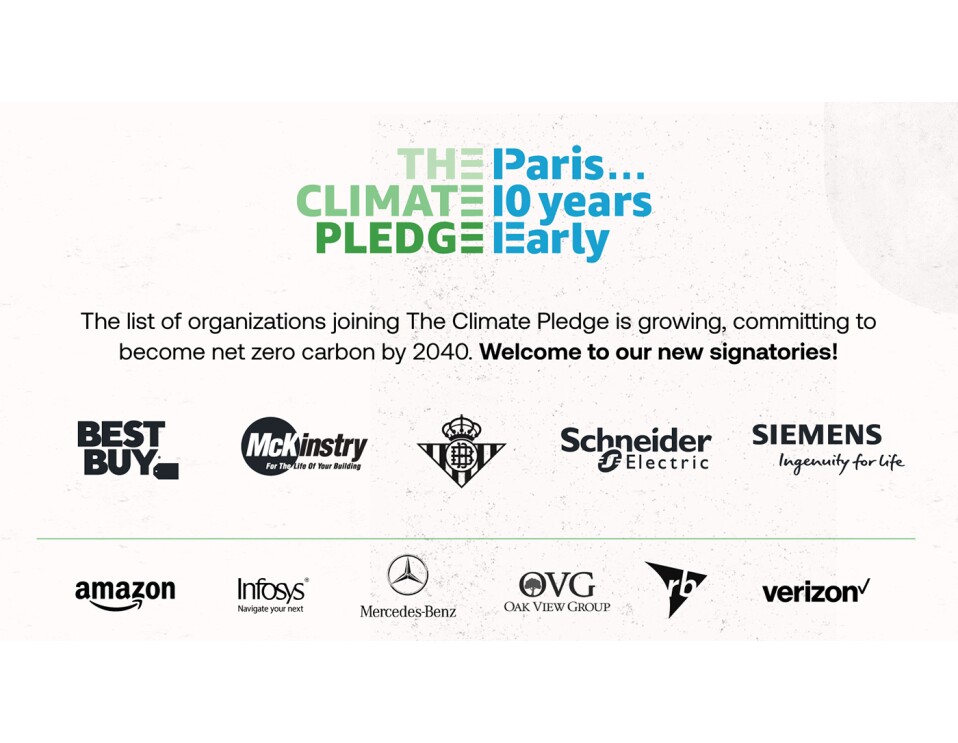 Logos of companies that have joined The Climate Pledge.