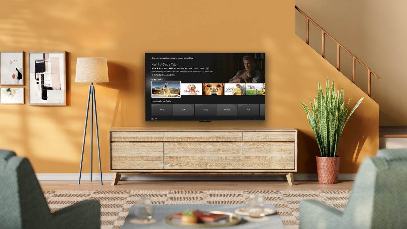 search words in presentations An Amazon Fire TV in a living room.