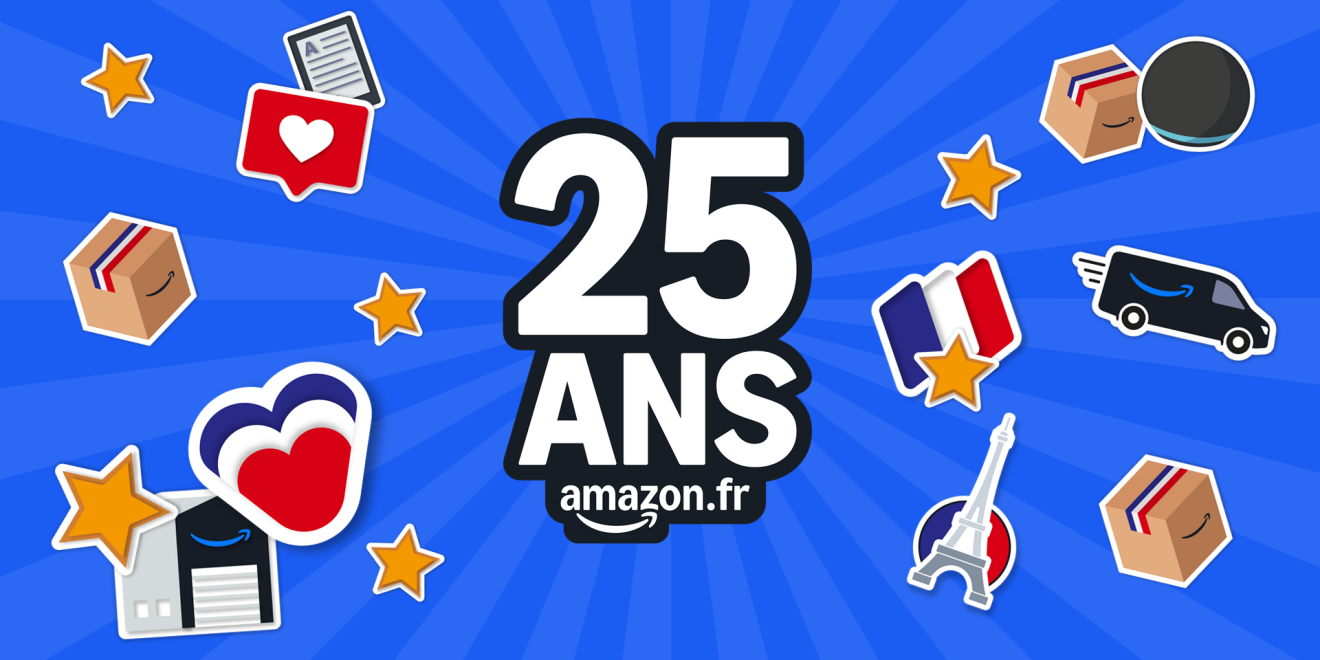 Graphique célébrant les 25 ans d'Amazon en France