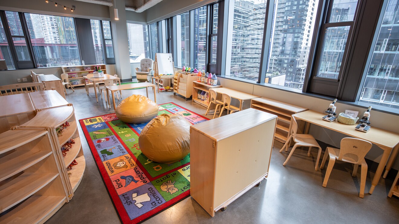 Interior view at the new Mary's Place shelter in The Regrade neighborhood of Seattle. 