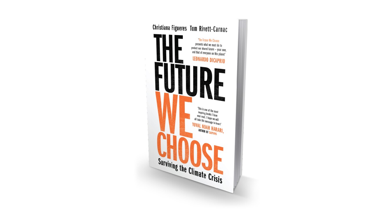 A render of Christiana Figueres' book, The Future we choose