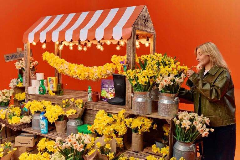 Lots of flowers and cleaning products