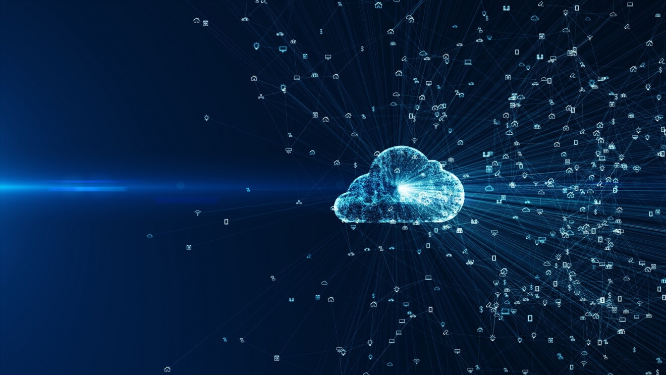 Digitale Wolke auf einem blauen Hintergrund.