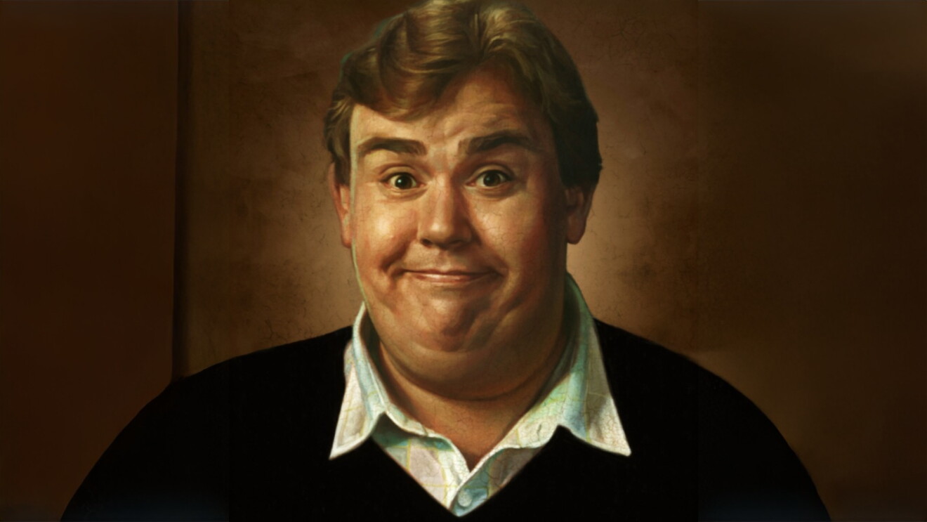 A painted portrait of John Candy