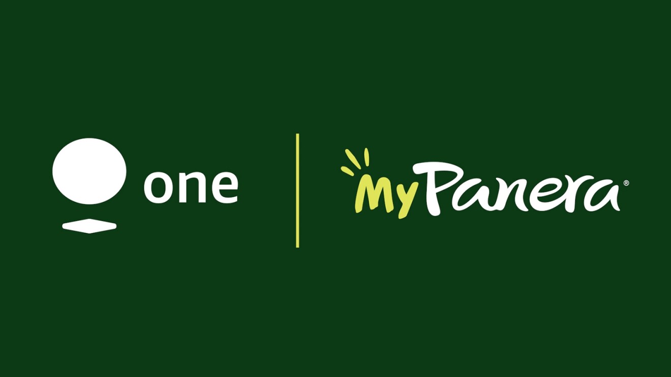 The Amazon One logo and the MyPanera logo side-by-side on a dark green background.