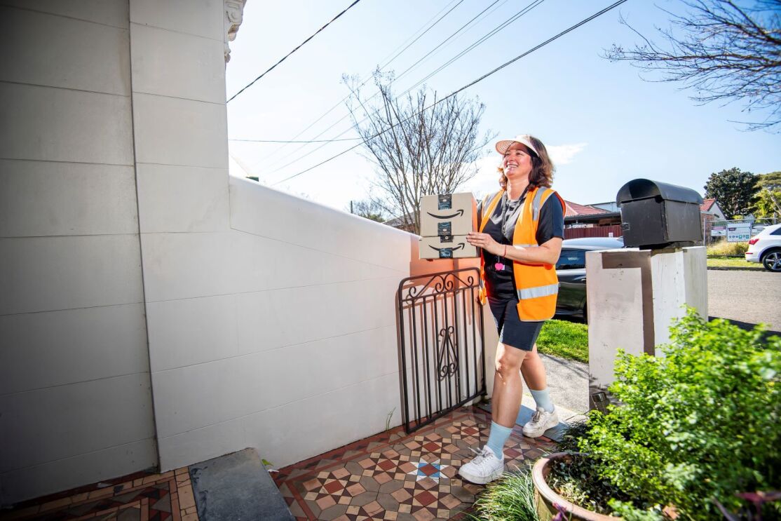 Angie James is delivering Amazon parcels