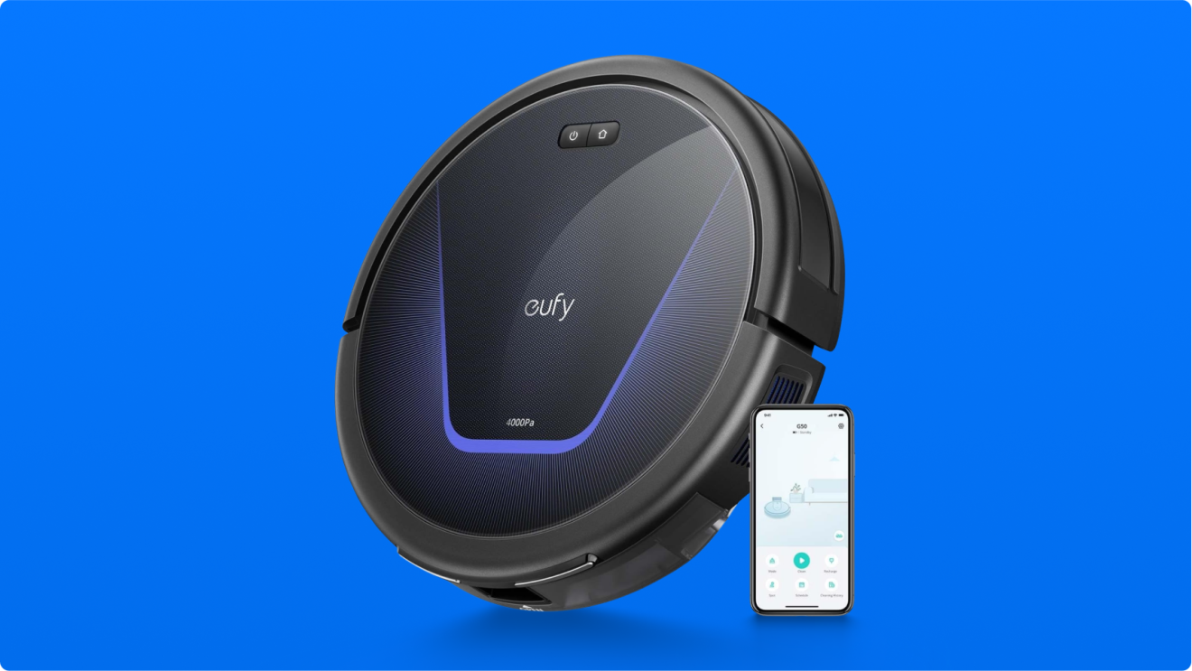 Eufy robotic vacuum cleaner with smartphone app control