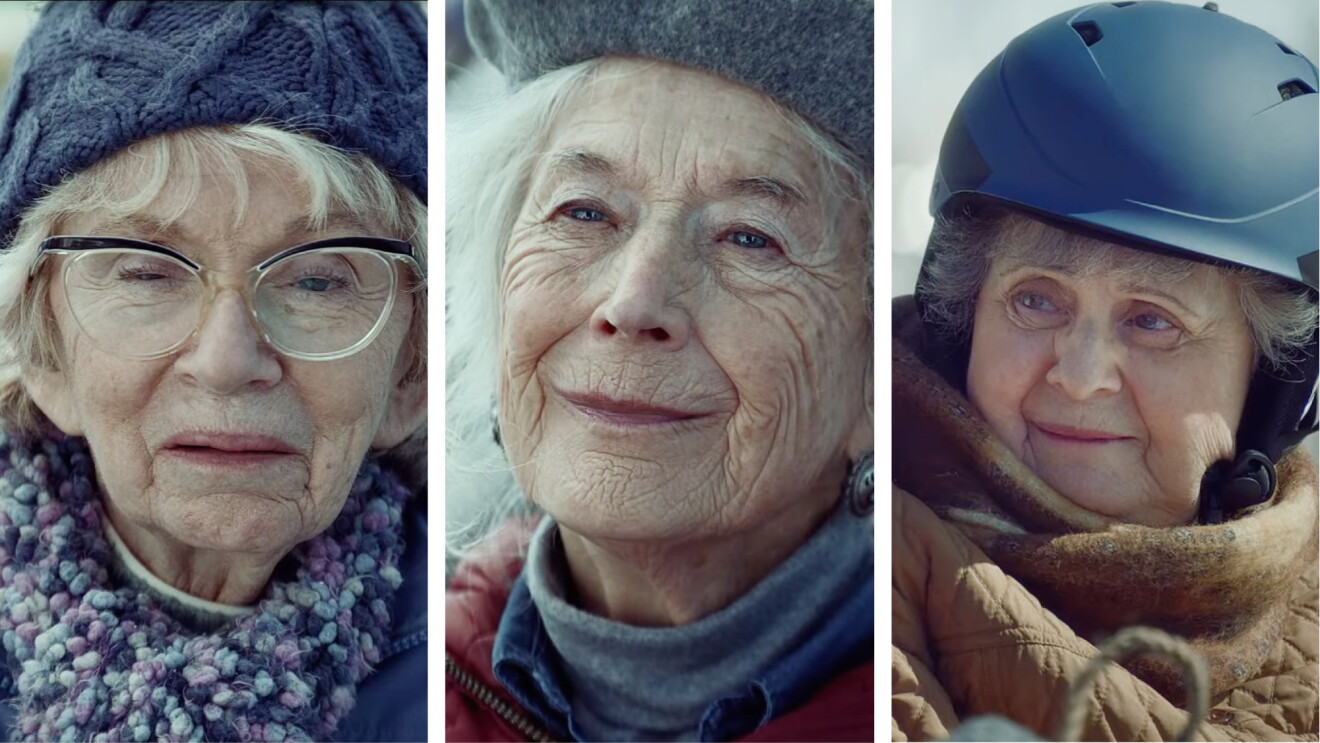 Elderly woman in winter gear with glasses and knit hat