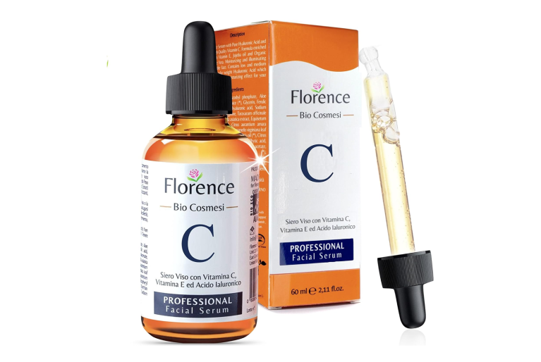 A bottle of Florence Vitamin C serum