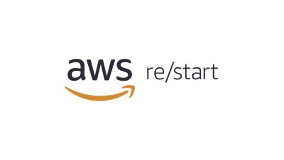 AWS Re/start logo with orange smile