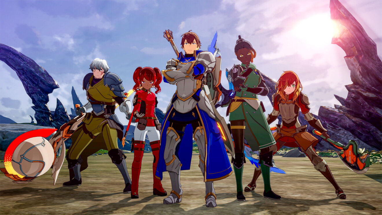 A photo of five anime characters.