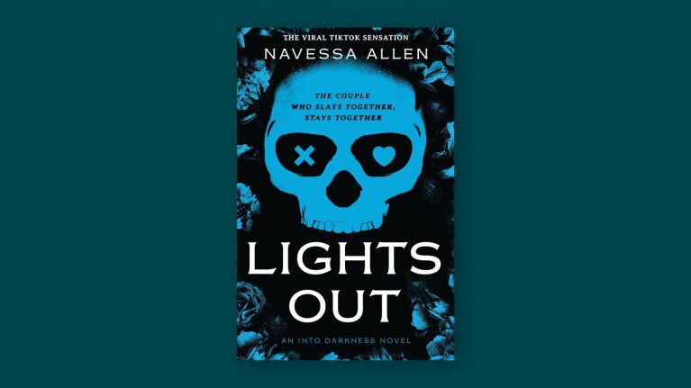 Book cover of 'Lights Out' by Navessa Allen featuring a blue skull