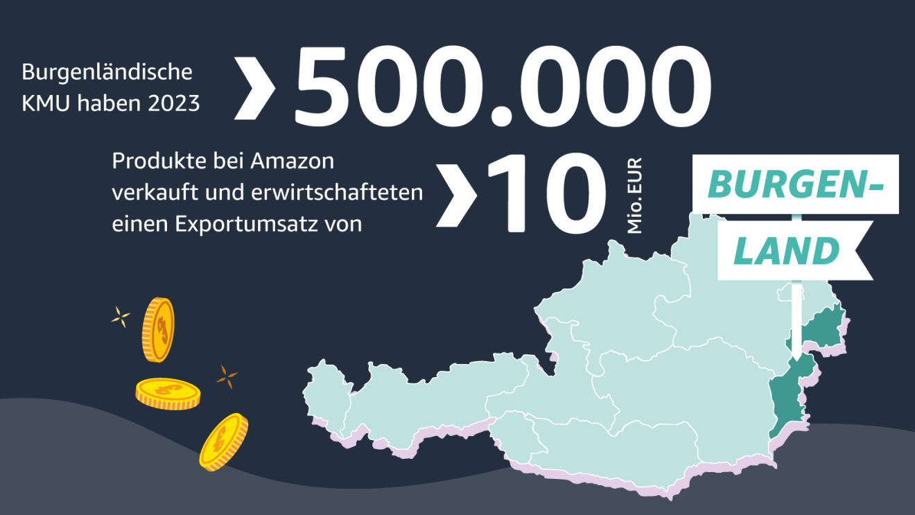 Infografiken für kleinen und mittleren Unternehmen (KMU) aus Österreich die bei Amazon in 2023 verkaufen.