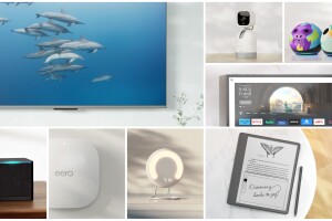 A collage image of photos of several Amazon devices. 