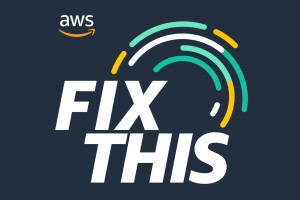 An illustrated image that shows the logo for the AWS 'Fix This' podcast. Text reads "AWS 'Fix This'"