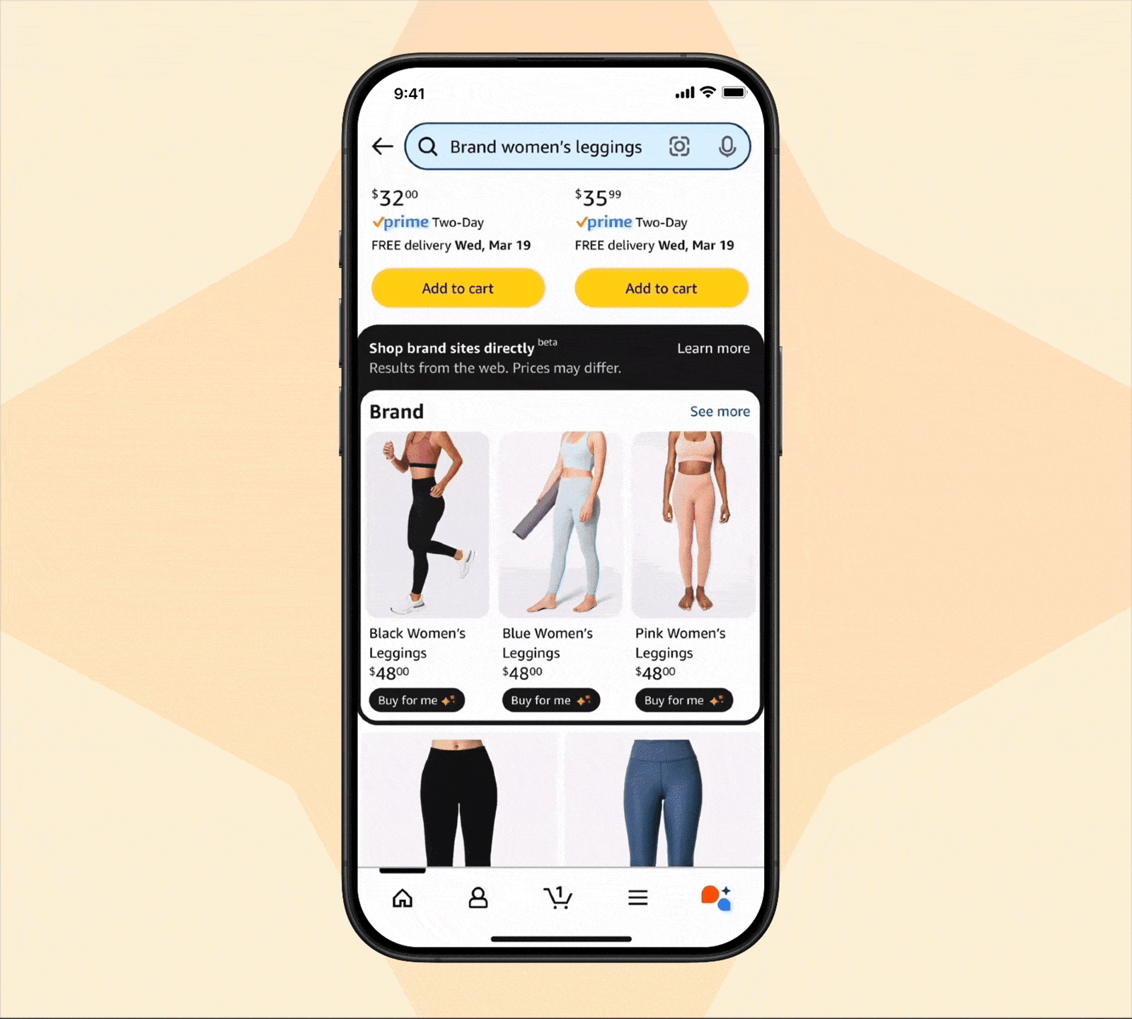 GIF rotating through the Buy for me feature in a phone user interface