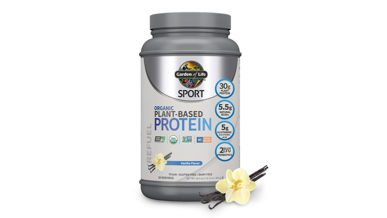 生命花园纯素香草蛋白粉的图片。