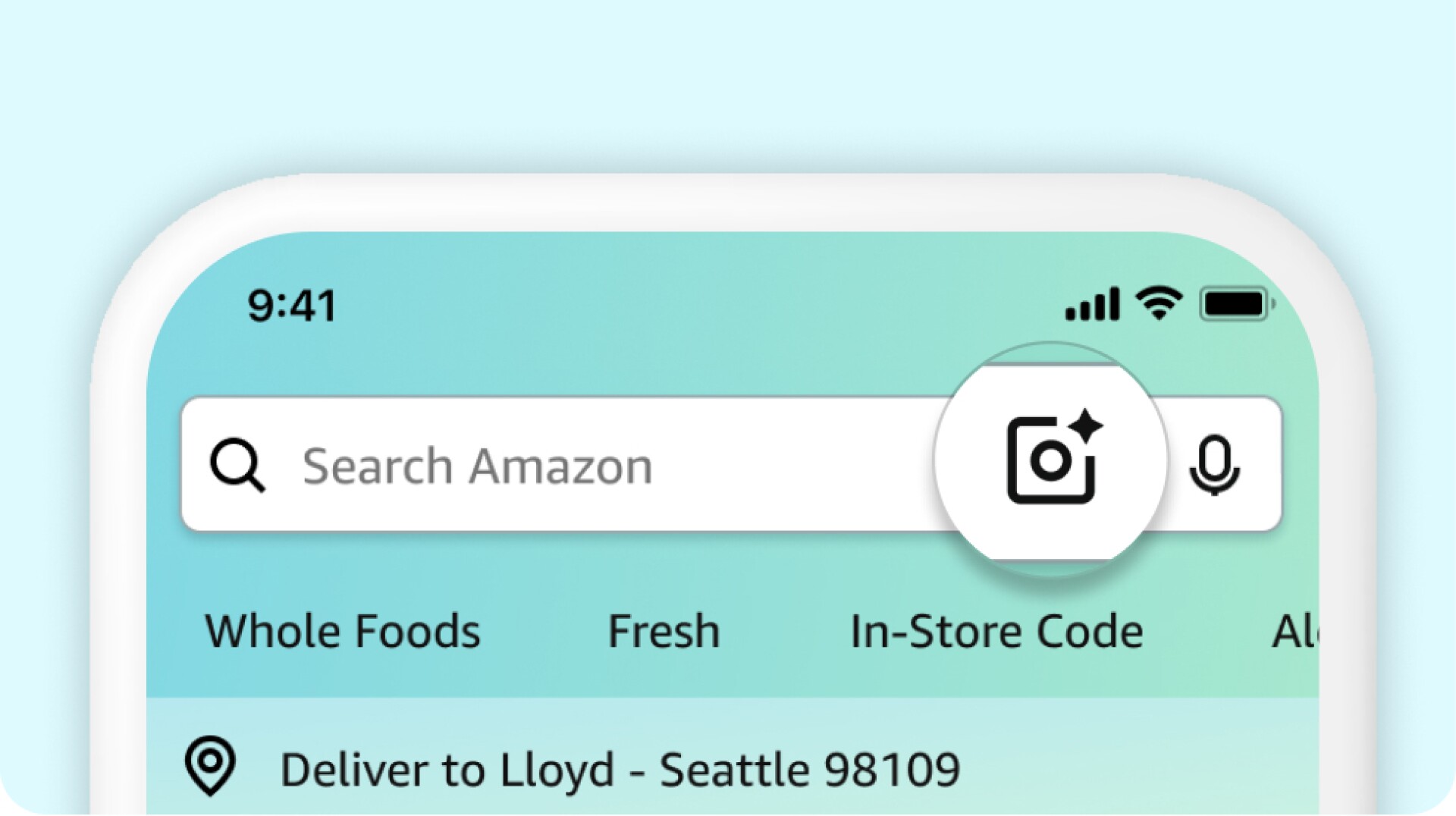Amazon mobile app with Whole Foods and delivery features