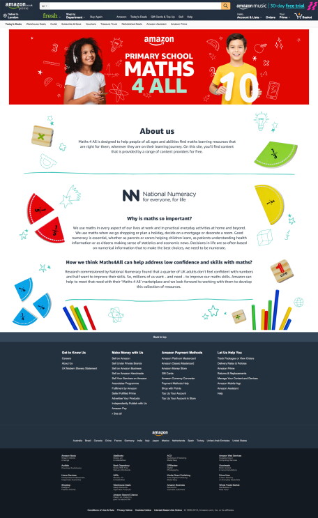 Image of the Maths4All website landing page