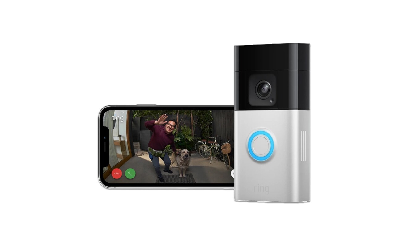 Wired Doorbell Pro and Phone showing man and his dog
