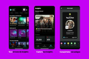 Spotify-like music app interface showcasing insights and sharing features