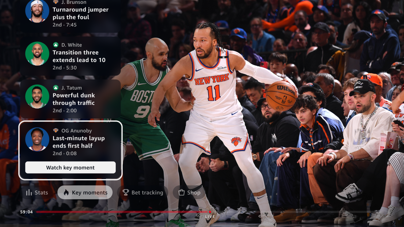 Photo of Prime Video's Key Moments feature for NBA on Prime.