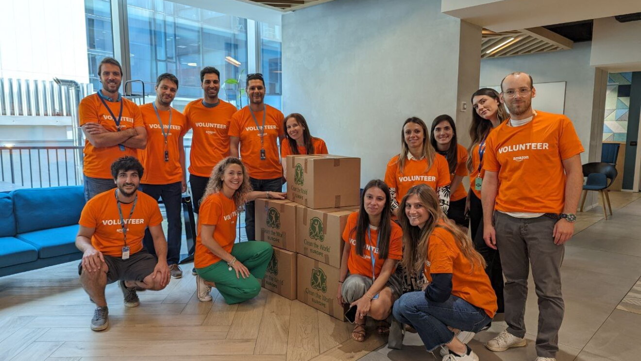 Volunteers in Italy kitting products for donations 
