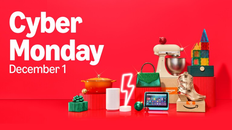 Amazon Cyber Monday December 1 promotion featuring diverse shopping items