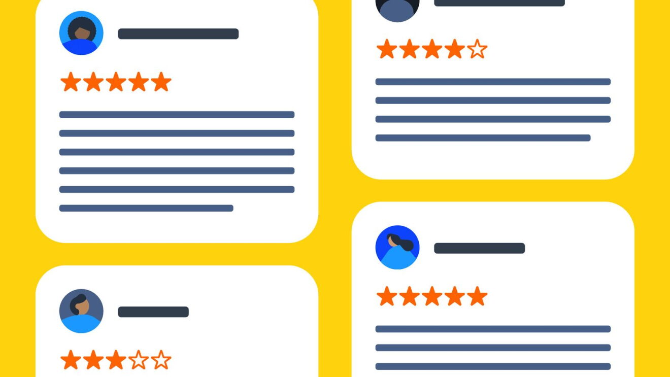Graphic of various star rating reviews