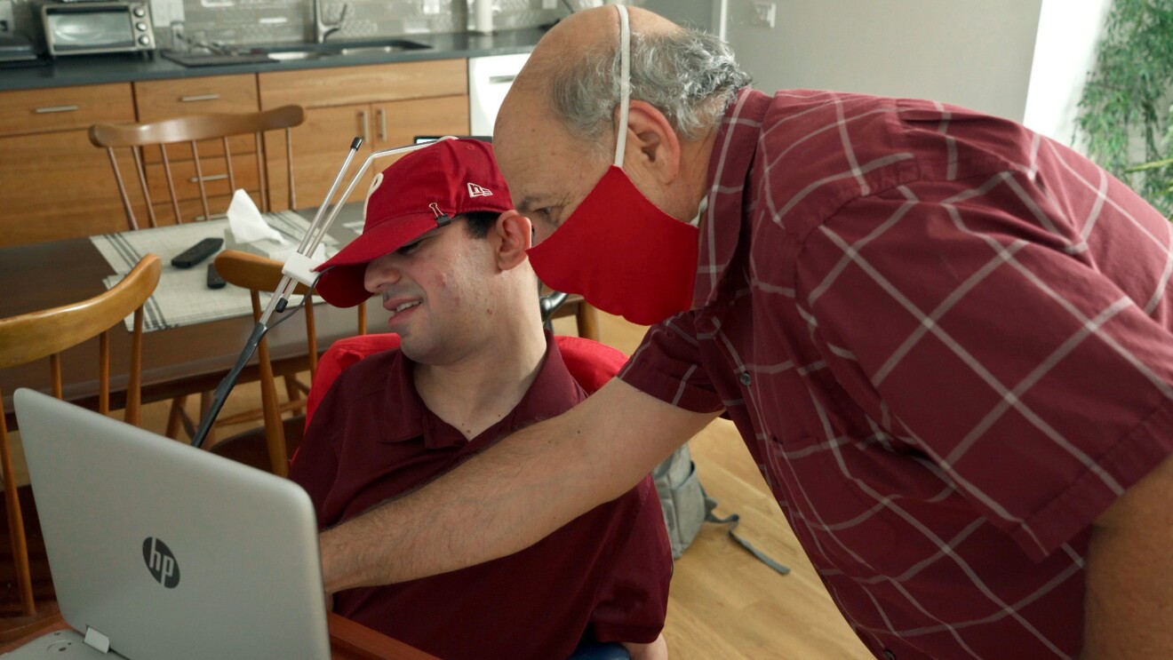 A man with cerebral palsy engages with his Alexa device with a program called Voiceitt