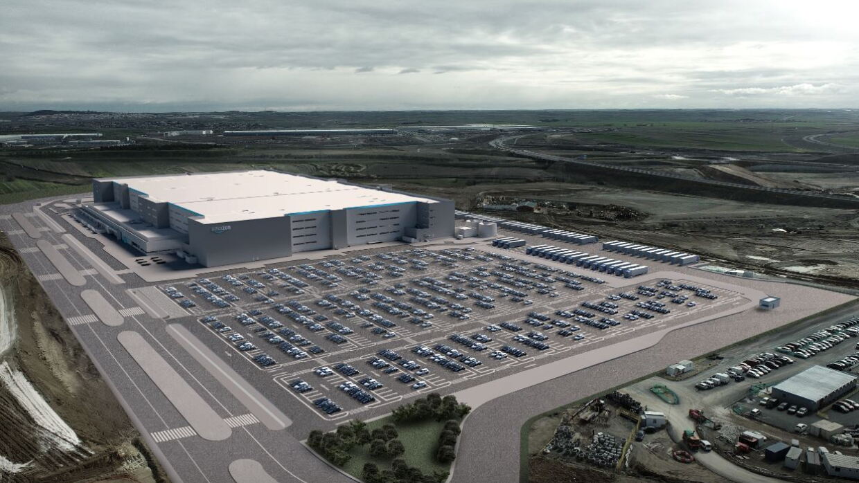 Drone view of an Amazon fulfillment center 