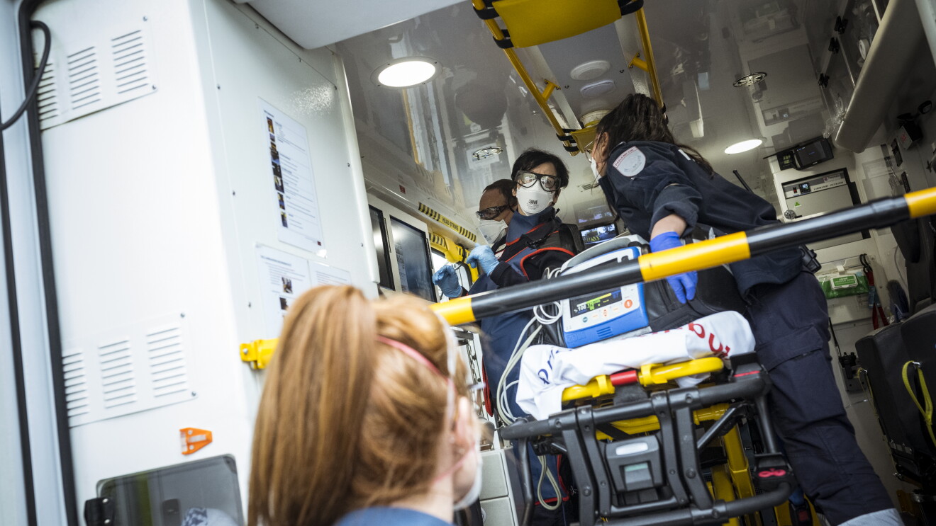 Emergency care workers in action 