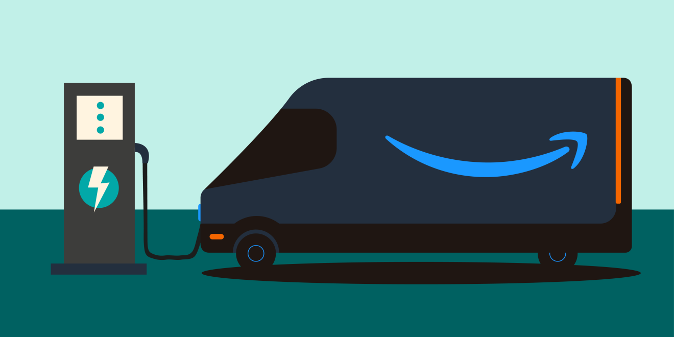 Amazon Rivian van charging