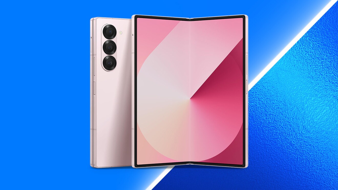 Samsung Galaxy Z Fold device on blue background