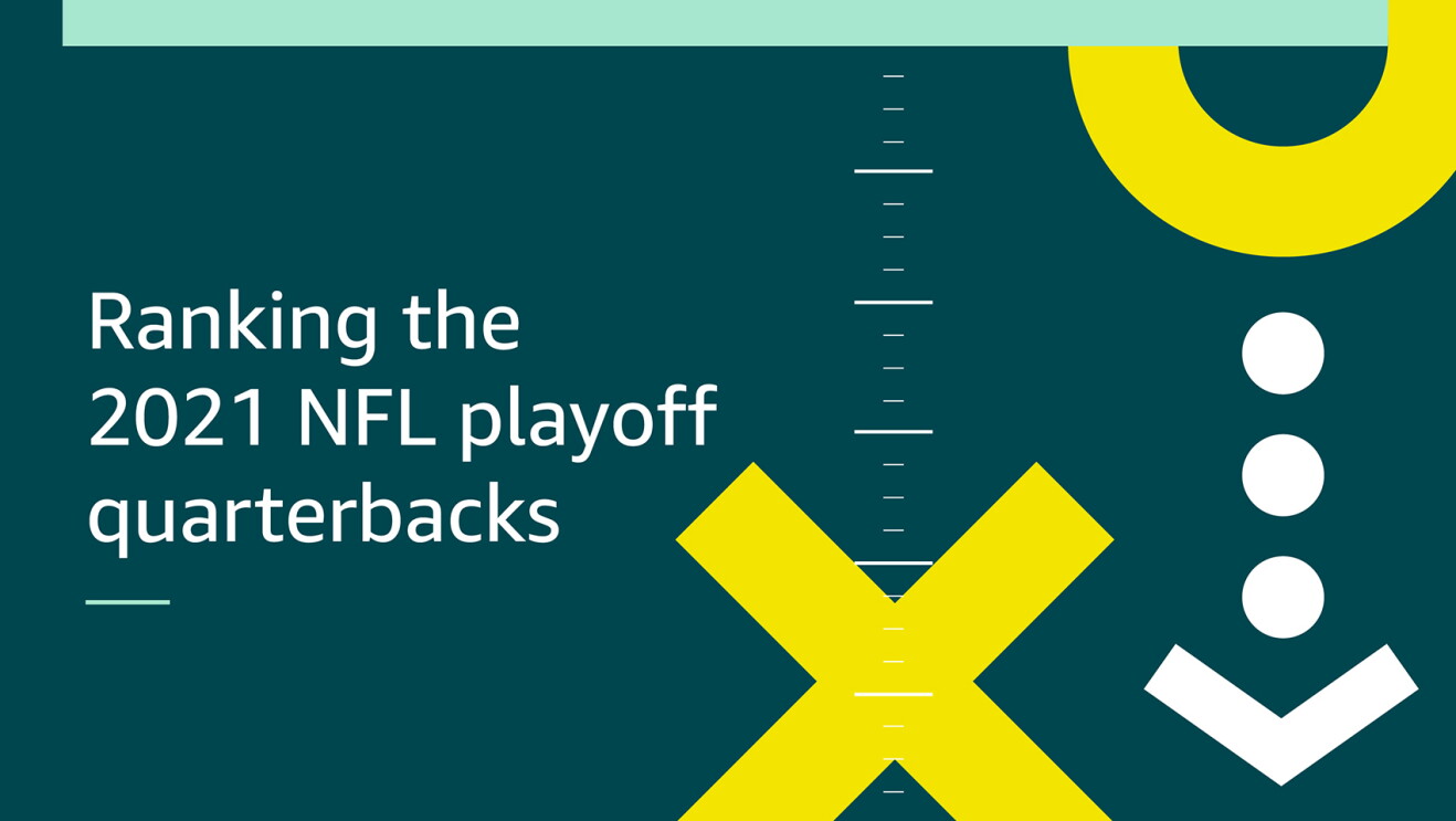 An illustrated image that says "Ranking the 2021 NFL playoff quarterbacks"