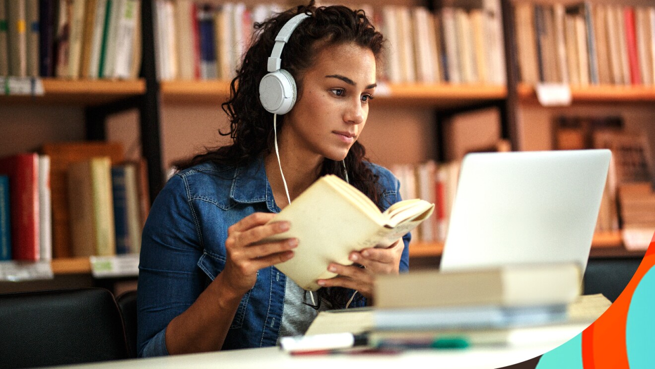 A student in a library