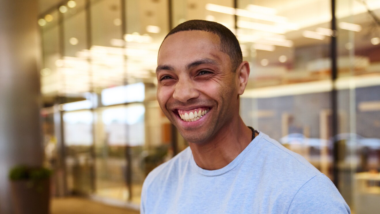 Craig Edwards shows off a huge grin to the camera.