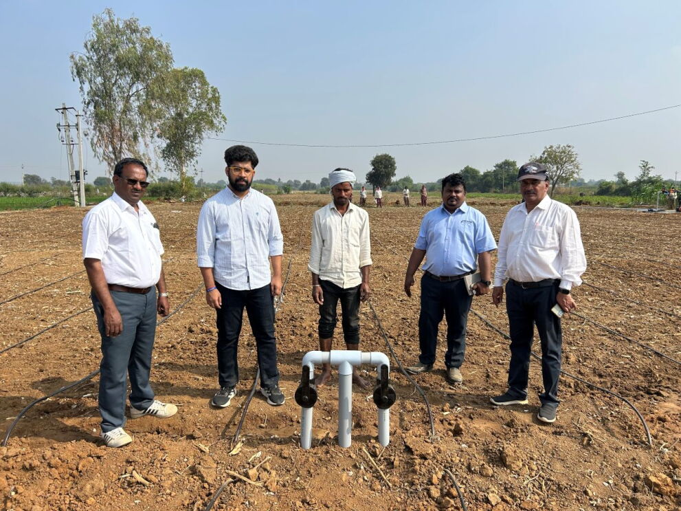 On-site review of drip irrigation installation.