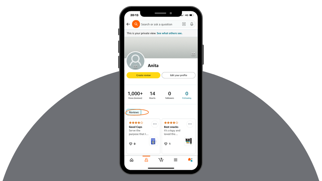 Mobile screen showing Amazon reviews