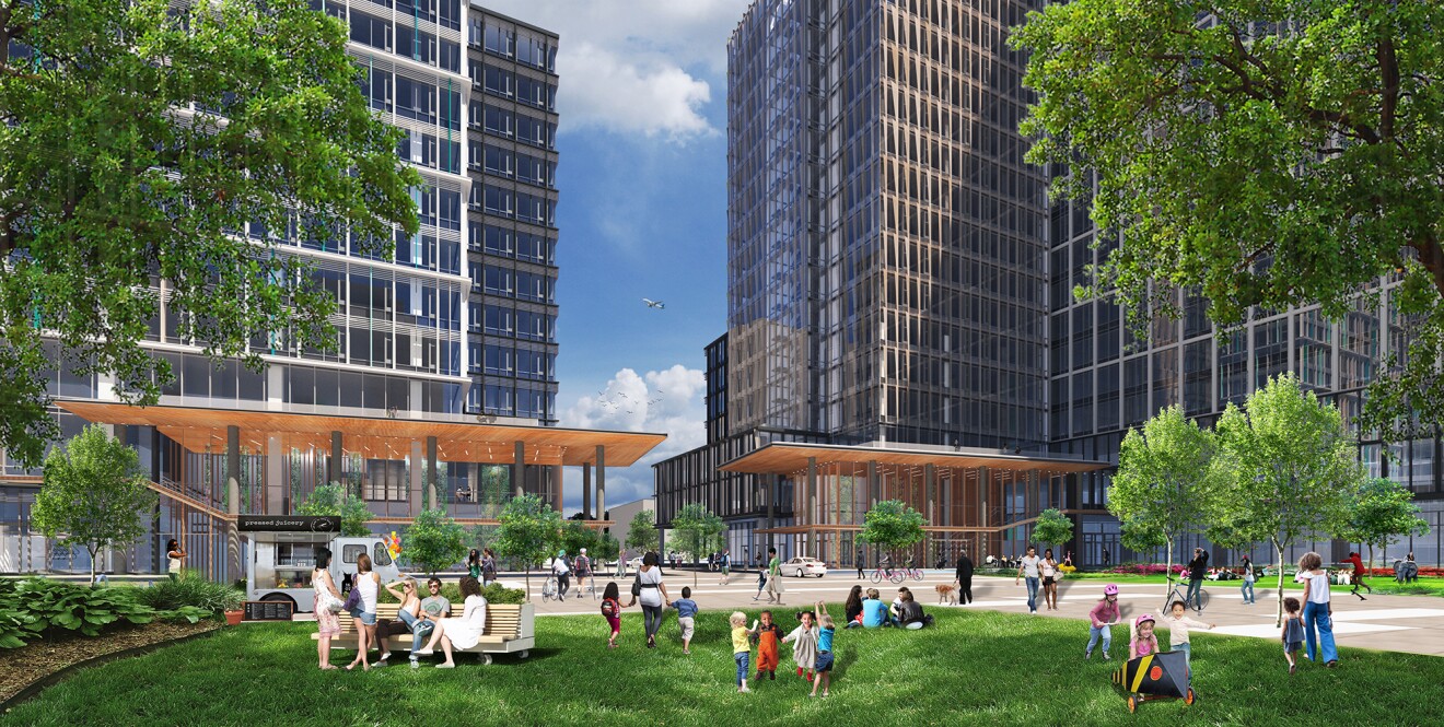 Rendering of new Amazon headquarter location in Arlington, Virginia.